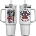 American Great Dane Dog Dad 4th of July Patriotic US Flag Insulated Tumbler Customized Name Tumbler Personalized With Lid Engraved 40oz with Lid - Image 2
