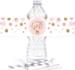 Andaz Press Blush Pink Gold Glitter Baby Shower Water Bottle Labels, 20-Pack - 'It's A Girl' Designs, Water Bottle Wraps - Image 2