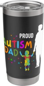 Autism Awareness Gifts for Men - Proud Autism Dad Stainless Steel Insulated Tumbler - Image 2