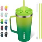 BJPKPK Insulated Tumbler with Handle, 18oz Insulated Tumblers with Lid and Straw, Stainless Steel Metal Water Bottles, Coffee Travel Mugs, Cups, Bamboo Grove - Image 2