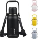 BJPKPK Insulated Water Bottle Leak Proof 27oz Stainless Steel Water Bottles with Handle and Lid Travel Metal Thermal Flask,Black - Image 2