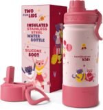 Bentoheaven Kids Water Bottle Stainless Steel for Boys & Girls, 2 Lids (Chug & Straw), Handle & Silicone Boot, Reusable Metal Leak-proof Insulated Tumbler, School & Sports 17oz (Pink) - Image 2