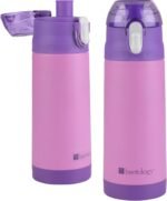 Bentology Stainless Steel 13 oz Reusable Water Bottle for Kids, Pink- Double Wall Insulated, Spill Proof Lid w/Built-in Straw- Keep Liquids Hot or Cold- Easily Fits in Lunch Boxes & Bags - Image 2