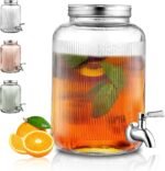 Berglander Glass Drink Dispenser for Fridge, 1 Gallon Beverage Dispenser with Leakproof Stainless Steel Spigot, Water, Laundry Detergent, Juice Dispenser for BBQ, Picnic, Parties and Events (Clear) - Image 2