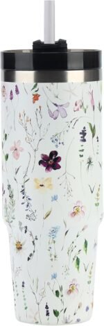 Beuty Floral 30 oz Tumbler with Lid And Straw,Stainless Steel Vacuum Insulated Travel Mug,Reusable Water Bottle Vacuum Travel Coffee Mug Cup,Gifts For Women Girls,Personalized Design Rose Gift Box - Image 2