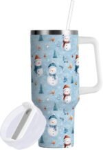 Boccsty Christmas Tree Snowman Insulated Tumblers Winter Cardinal Reusable Stainless Steel Tumbler 40 oz Cup Coffee Travel Mug Water Bottle with Handle & Flip Straw for Home Office Car - Image 2