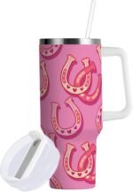 Boccsty Cowgirl Howdy Sweet Horseshoe Insulated Tumblers Reusable Stainless Steel Tumbler 40 oz Cup Coffee Travel Mug Water Bottle with Handle & Flip Straw for Home Office Car - Image 2