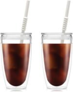 Bodum 13.5oz Pavina Insulated Travel Mug Tumblers with Lid and Straw, BPA Free Plastic, Pack of 2 - Image 2