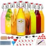 Brajttt 8 Set,Flip Top Glass Bottle,32oz Glass Bottle with Airtight Lid, Kombucha Bottles with Sealed Rubber Lid for Oil, Beer, Soda Water, Vinegar, Lemonade, Juice, Honey, DIY Storage Containers - Image 2