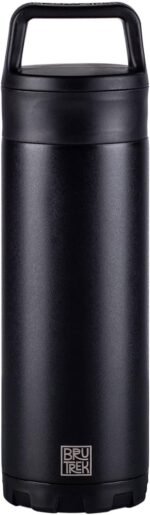 BruTrekker Bottle - Insulated Stainless Steel Tumbler Mug Keeps Drinks Hot or Cold - 2 Piece Drink and Pour Lid - Reusable Coffee Water or Beer Growler (18 fl.oz, Obsidian Black) - Image 2