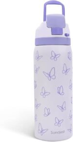 Butterfly Insulated Stainless Steel Water Bottle with Straw for Sports and Travel, 32oz, Gifts for Women Girls Friends Teens Birthday Christmas (Purple) - Image 2