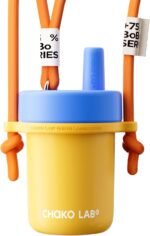 CHAKO LAB Kids Water Bottle with Carrying Rope and Straps | Vacuum Insulated Stainless Steel 16oz for School and Trvels | Two Travel Carrying Options | Duck egg yellow - Image 2
