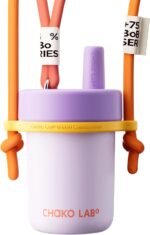 CHAKO LAB Kids Water Bottle with Carrying Rope and Straps | Vacuum Insulated Stainless Steel 16oz for School and Trvels | Two Travel Carrying Options | Taro purple - Image 2