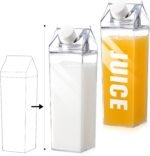 CHENGU Clear Milk Carton Water Bottle 1000 ml/ 34 Oz Portable Container Reusable Cute Plastic Milk Bottles for Juice Tea Jug Travel Camping Climbing Sports Outdoor Activities Drinking(2 Pieces) - Image 2