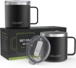 CHILLOUT LIFE Stainless Steel 16 oz Vacuum Insulated Coffee Mug with Handle and Lid, Large Thermal Camping Coffee Mugs with Sliding Lid for Men & Women - Keeps your Beverages Hot/Cold, 2 Pack - Image 2