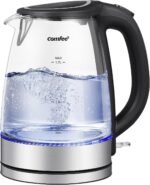 COMFEE' Glass Electric Tea Kettle & Hot Water Kettle Electric, 1.7L Electric Kettle with LED Indicator, 1500W Fast Boil, Auto Shut-Off and Boil-Dry Protection - Image 2
