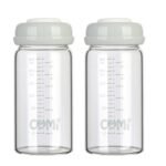 COMI Wide Neck Glass Breastmilk Collection n Storage Bottle, 8oz with Screw Ring Sealing Disk; Re-markable Sealing Disc. BPA Free, Fits Breast Pumps & Nipples (2 Gray Lids) - Image 2