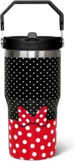 Cartoon Mouse Tumbler 20 Oz With Flip Straw Stainless Steel Insulated with Top Handle Red Bowknot Travel Coffee Mug - Birthday,Christmas Gift, 40oz - Image 2