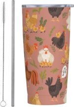 Chicken Tumbler Rooster Theme Stainless Steel Insulated Tumblers with Lid and Straw Reusable Cute Hen Coffee Travel Mug Tea Drinking Water Wine Cups Birthday Gifts for Women 20 Oz - Image 2