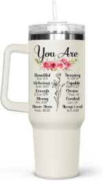 Christian Gifts for Women, Inspirational gifts for woman - Christian Birthday gifts for women friendship, Religious Gifts for Women - Christmas Birthday Woman 40Oz Tumbler with Handle for Girl, Female - Image 2