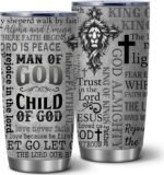 Christian Tumbler Gifts for Men,20oz Stainless Steel Tumbler with Lid,Christian Fathers Day Birthday Graduation Travel Mugs,Religious Inspirational Bible Verse Gift,Man Of God Gifts For Men,1 Pcs - Image 2