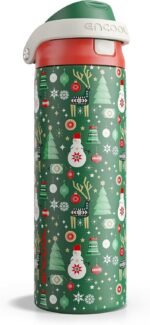 Christmas Insulated Water Bottle with Straw - Leak Proof Stainless Steel Water Bottle for School, Travel, Keeps Cold All Day, One-Touch Flip Lid, Holiday Gifts For Women Men, 24 oz, Frosty Forest - Image 2