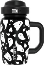 Coldest Tumbler with Handle & Coffee Lid - 100% Spill Proof Tumbler (3 Lids) - Stainless Steel Insulated Leakproof Tumblers for Women & Men - Cup Holder Friendly - 15 oz (Ghosts) - Image 2