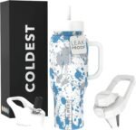 Coldest Tumbler with Handle and Straw - 100% Leak Proof Insulated Tumbler with Lid and Straw (3 Lids) - Stainless Steel Tumblers for Women & Men - Cup Holder Friendly Base, 36 oz (Cloud Matter) - Image 2