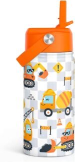 Construction Kids Water Bottle With Straw Lid 12oz Insulated Stainless Steel, Truck Travel Tumbler, Gifts For Boys, Birthday, Christmas, Back To School - Image 2