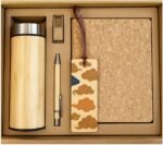 Corporate Gift Set – Eco-Friendly Bamboo Water Bottle, Handcrafted Journal, Pen, Keychain & Wooden Bookmark in Elegant Box – Employee Appreciation, Executive & Client Gift Box - Image 2