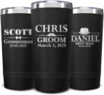 Custom Groom Groomsmen Engraved Insulated Stainless Steel Tumbler with Lid 20 oz. Travel Mug Cup Personalized Groomsman Gift for Bachelor Party (Black) - Image 2