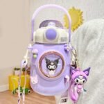 Cute Stainless Steel Water Bottle with Portable Stylish Perfect Sport Set, Vacuum Insulated Bottles 24.6oz (Purple) - Image 2