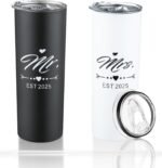 DHQH Mr and Mrs 2025 Tumbler Set, Engagement Wedding Gifts for Couples Wife Husband Bride To Be Newly Engaged 20oz Travel Tumbler Bachelorette Party Gifts - Image 2