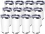 DOMICARE 20oz Tumbler with Lid Stainless Steel Tumblers Bulk, Double Wall Vacuum Insulated Coffee Travel Mug Powder Coated Tumbler, 12 Count (Pack of 1) White - Image 2