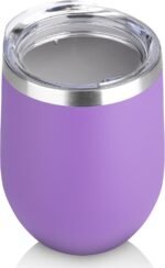 DOMICARE Stainless Steel Wine Tumbler Bulk with Lid, Personalized Insulated Tumblers Set, 12oz Travel Coffee Cups Pack of 1, Purple - Image 2