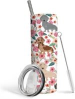 Dachshund Cup - Dachshund Gifts for women - Gift for Dog Lovers-20 oz Tumbler with Straw and Lid - Stainless Steel Insulated Water bottleTravel Coffee Mug - Image 2