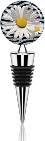 Daisy Flower Wine Bottles Stoppers Leakproof Champagne Sealer Stopper with Decorative Art Glass Reusable Vacuum Wine Bottle Stopper Keeps Wine Fresh - Image 2