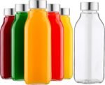 Danmu Glass Juice Bottles with Lids 14 oz,Juicing Bottles Reusable Glass 100% Leakproof for Juicing,Water,Kombucha,Milk,Milkshake,Coffee,6 Pack,Dishwasher Safe - Image 2