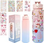Decorate Your Own Water Bottle Kits for Girls 4-12, Girls Water Bottle Gem Stickers DIY Arts and Crafts Kits Supplies 7 8 9 10 Year Old Girl Birthday Easter Gifts for Girl Easter Basket Stuffers Pink - Image 2