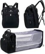 Diaper Bag Backpack, Waterproof Multifunctional Baby Diaper Bag w/Changing Station for Boys & Girls, USB Charging Port, Large Capacity Travel Baby Bag for Mom Dad w/Insulated Bottle, Black - Image 2