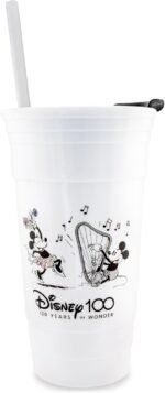 Disney 100 Mickey and Minnie Mouse Dance Plastic Travel Tumbler With Spill-Resistant Lid and Reusable Straw | Holds 32 Ounces - Image 2