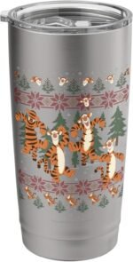 Disney Christmas Winnie The Pooh Tigger Ugly Sweater Stainless Steel Insulated Tumbler - Image 2