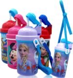 Disney Frozen Carrying Strap One Touch Water Bottles with Reusable Built in Straw - Safe Approved BPA free, Easy to Clean, Perfect Gifts for Kids Girls Boys, Goodies Home by Zak design - Image 2