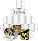 Dmsky Sublimation Mugs 11 OZ Blank Bulk Coffee Mug White Ceramic Photo Cups Tazas Para Sublimation Cup 12 pack With Box, Heat Tape, sublimation paper Ideal for Crafts and Printing - Image 2
