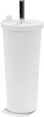 Dodoko 25oz Stainless Steel Reusable Boba Cup and Smoothie Tumbler Vacuum Insulated | Travel Friendly and Leakproof with Wide Collapsible SS Straw (White) - Image 2
