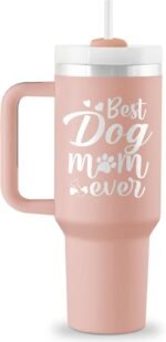 Dog Mom Gifts for Women - Dog Lovers Gifts for Women - Dog Mom Mothers Day Gift - Gift for Dog Lovers Owners - 40 oz Engraved Tumbler with Handle & Straw - Image 2