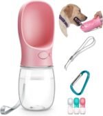 Dog Water Bottle, Leak Proof Portable Pet Water Bottles for Dogs, Puppy Water Dispenser with Drinking Feeder for Travel (Pink 12oz) - Image 2