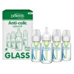 Dr. Brown's Anti-Colic Options+ Narrow Glass Baby Bottle with Level 1 Slow Flow Nipple, BPA-Free, 4 oz/120mL, 4-Pack - Image 2