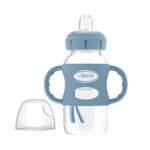 Dr. Brown's Milestones Wide-Neck Sippy Spout Bottle with 100% Silicone Handles, Easy-Grip Handles with Soft Sippy Spout, 9oz/270mL, Light-Blue, 1-Pack, 6m+ - Image 2