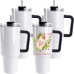 D·S 4 Pack Sublimation Tumblers 40 OZ with Handle Blank Insulated Large Tumbler Bulk, Coffee Travel Cups Stainless Steel Travel Mug for Diy Craft Heat Press Print - Image 2